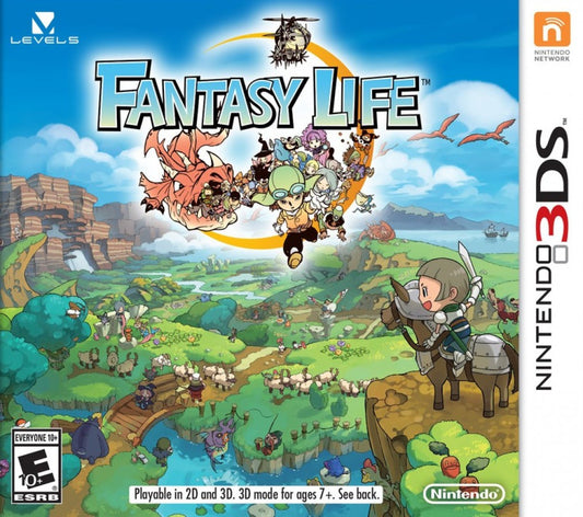 Fantasy Life Nintendo 3DS game featuring life simulation RPG gameplay with crafting professions open world exploration character customization and quest based adventure in a colorful fantasy setting cover