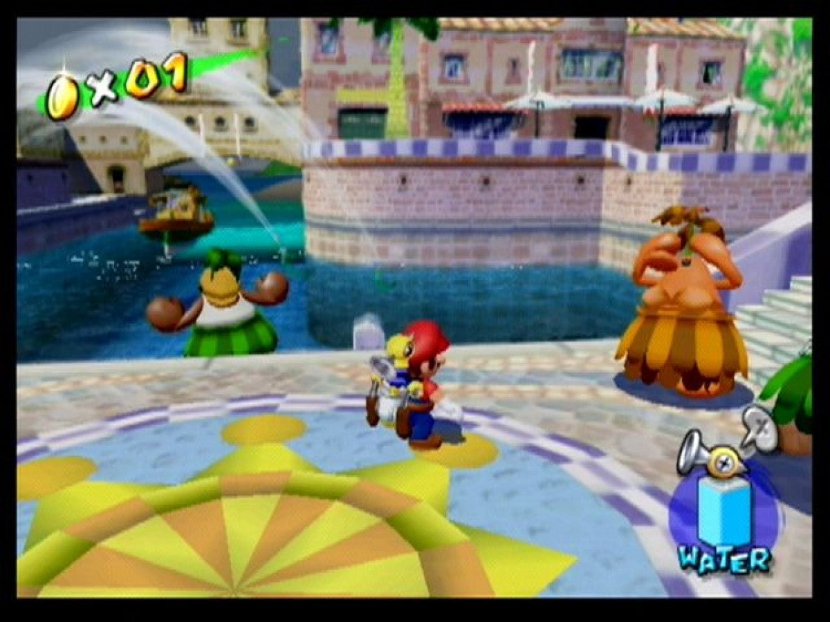 Super Mario Sunshine gameplay for Nintendo GameCube (GC) 3D platforming adventure video game