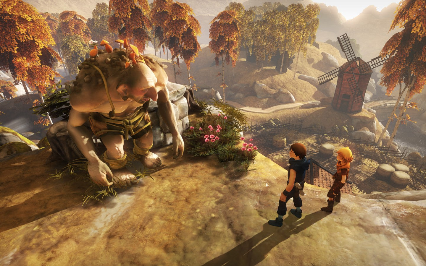Brothers A Tale of Two Sons PAL Import Nintendo Switch inspired design featuring emotional fantasy adventure aesthetic unique dual character gameplay heartfelt storytelling beautiful world exploration environmental puzzles touching narrative journey and atmospheric presentation gameplay  