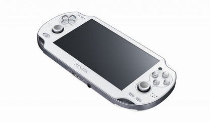 PlayStation Vita 1000 system in white featuring OLED screen and portable handheld gaming design