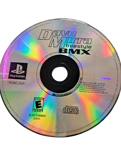 Dave Mirra Freestyle BMX Greatest Hits PlayStation 1 PS1 for retro video game enthusiasts featuring extreme sports gameplay freestyle BMX biking trick based challenges skatepark and street course competitions arcade style riding mechanics multiplayer action and collectible gaming appeal disc 