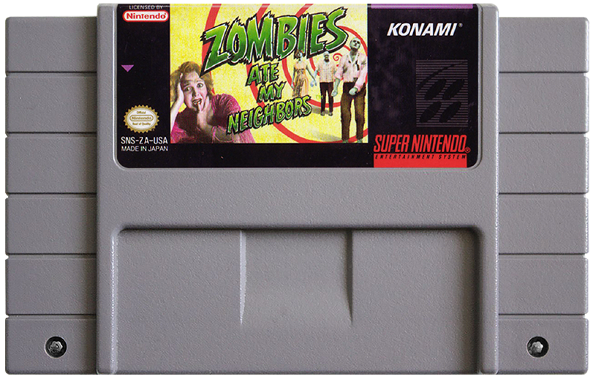 Zombies Ate My Neighbors cartridge for Super Nintendo Entertainment System (SNES) retro video game