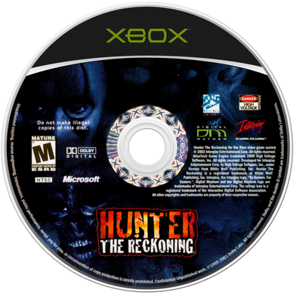 Hunter: The Reckoning retro Xbox video game Hunter The Reckoning co op action horror hack and slash survival combat monster fighting multiplayer dungeon style gameplay console title Xbox release disc
