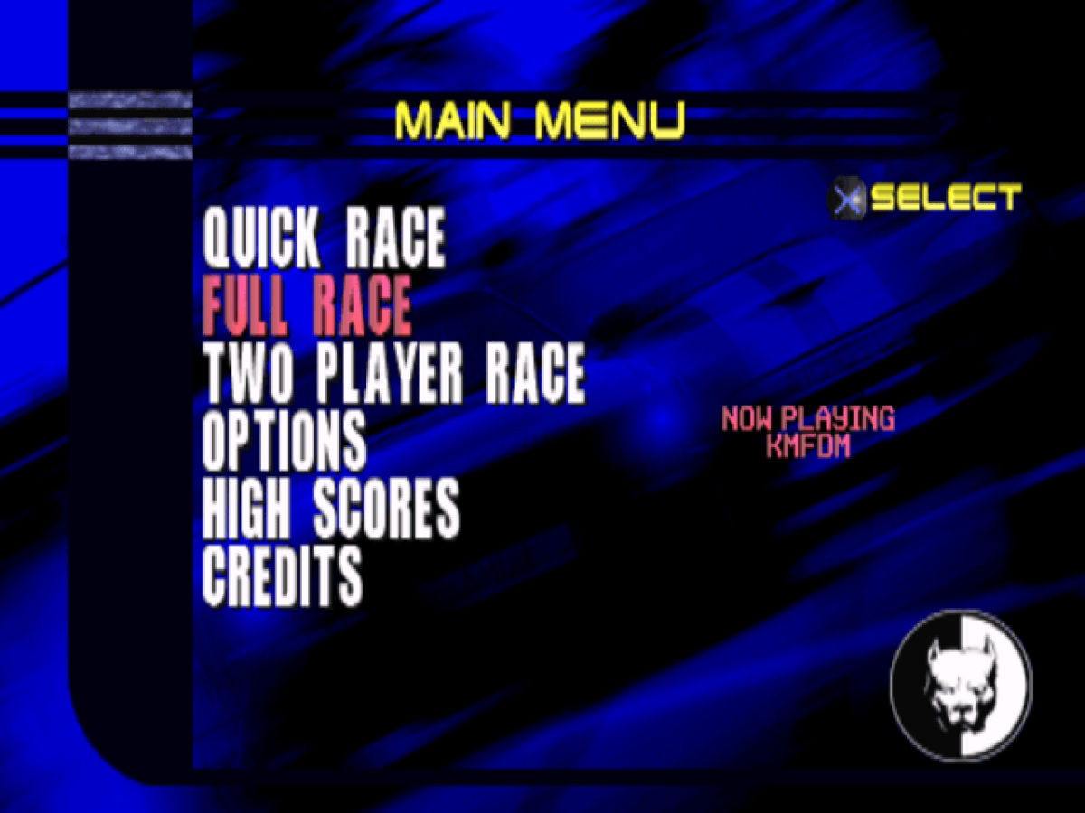 Test Drive 5 PlayStation 1 game featuring arcade racing action and high-speed car challenges on PS1 main menu