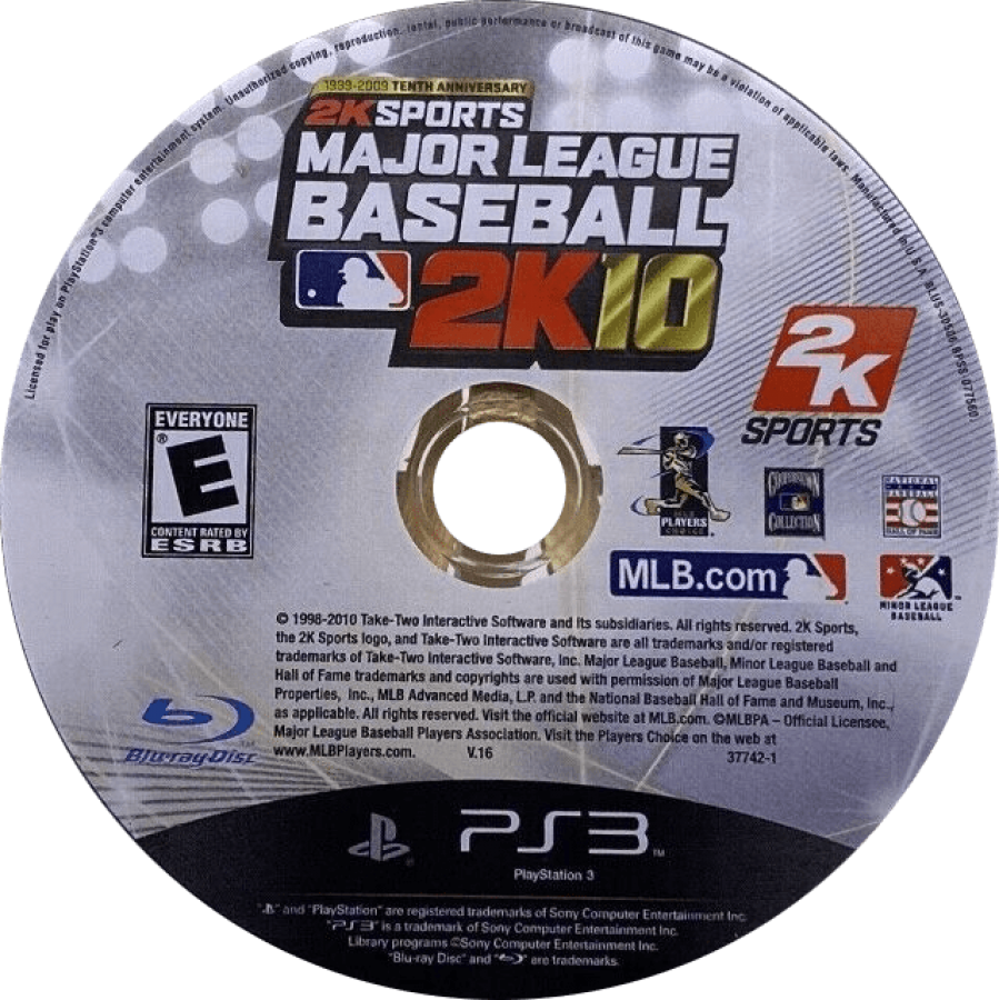 Major League Baseball 2K10 disc art for PlayStation 3 (PS3) video game