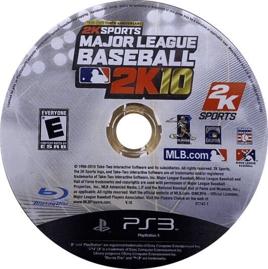 Major League Baseball 2K10 disc art for PlayStation 3 (PS3) video game