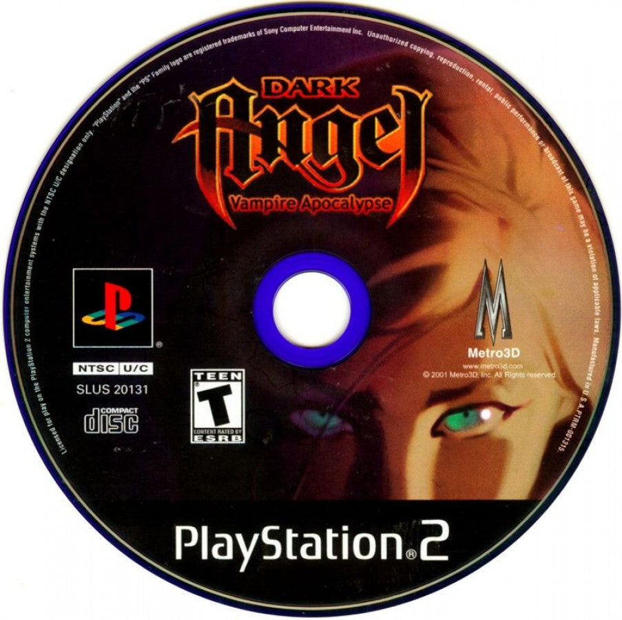Dark Angel Vampire Apocalypse PS2 PlayStation 2 action RPG hack and slash vampire combat dark fantasy gothic horror gameplay retro video game disc