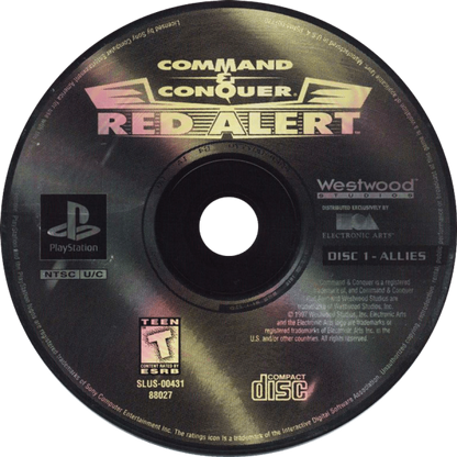 Command and Conquer Red Alert disc for PlayStation 1 PS1 retro video game