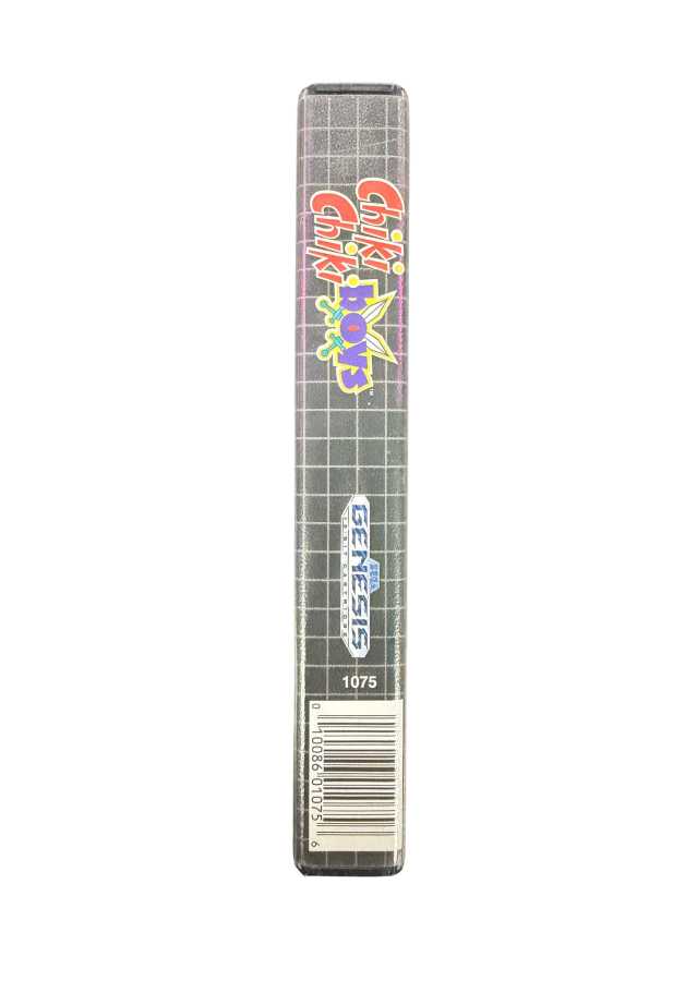 Chiki Chiki Boys Sega Genesis GEN for action platforming video game fans featuring colorful fantasy worlds side scrolling adventure sword combat magical abilities challenging enemies boss battles cooperative gameplay and classic arcade action collectible retro Genesis gaming appeal side of box