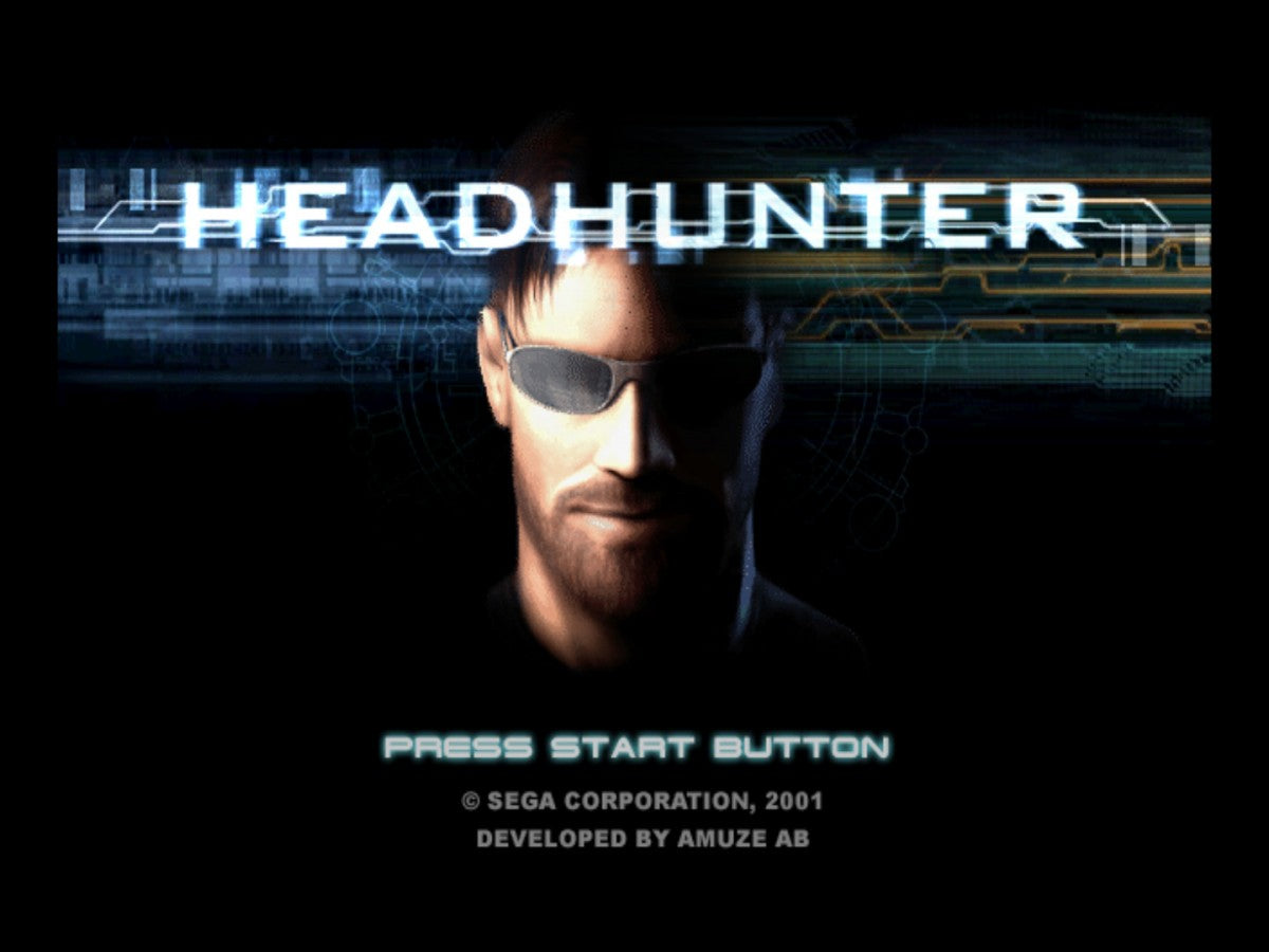 Headhunter title screen for Playstation 2 video game