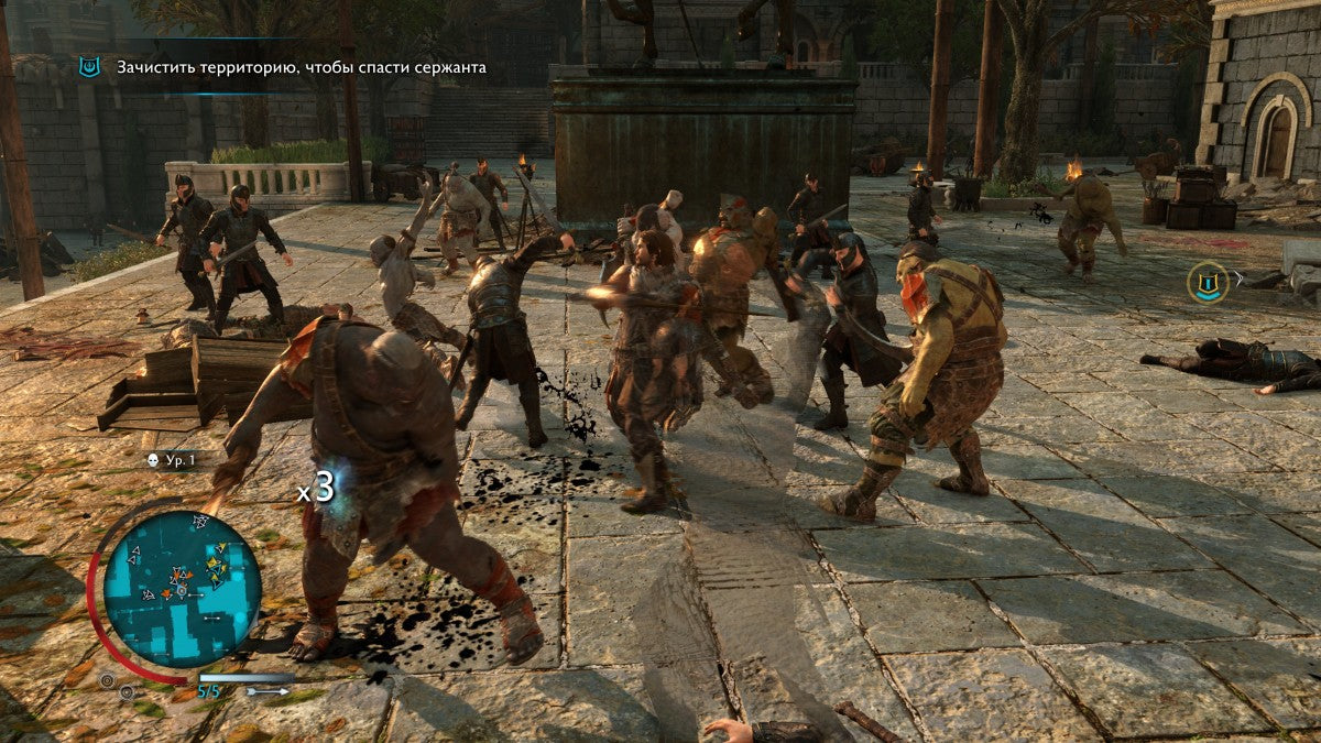 Middle Earth: Shadow of War [Definitive Edition] for PlayStation 4 (PS4) featuring the complete epic open-world saga where you go behind enemy lines to forge an army and conquer Mordor from within; this edition includes all DLC, expanding the revolutionary Nemesis System with new Orc tribes, story campaigns, and regions for the ultimate Middle-earth experience gameplay screenshot
