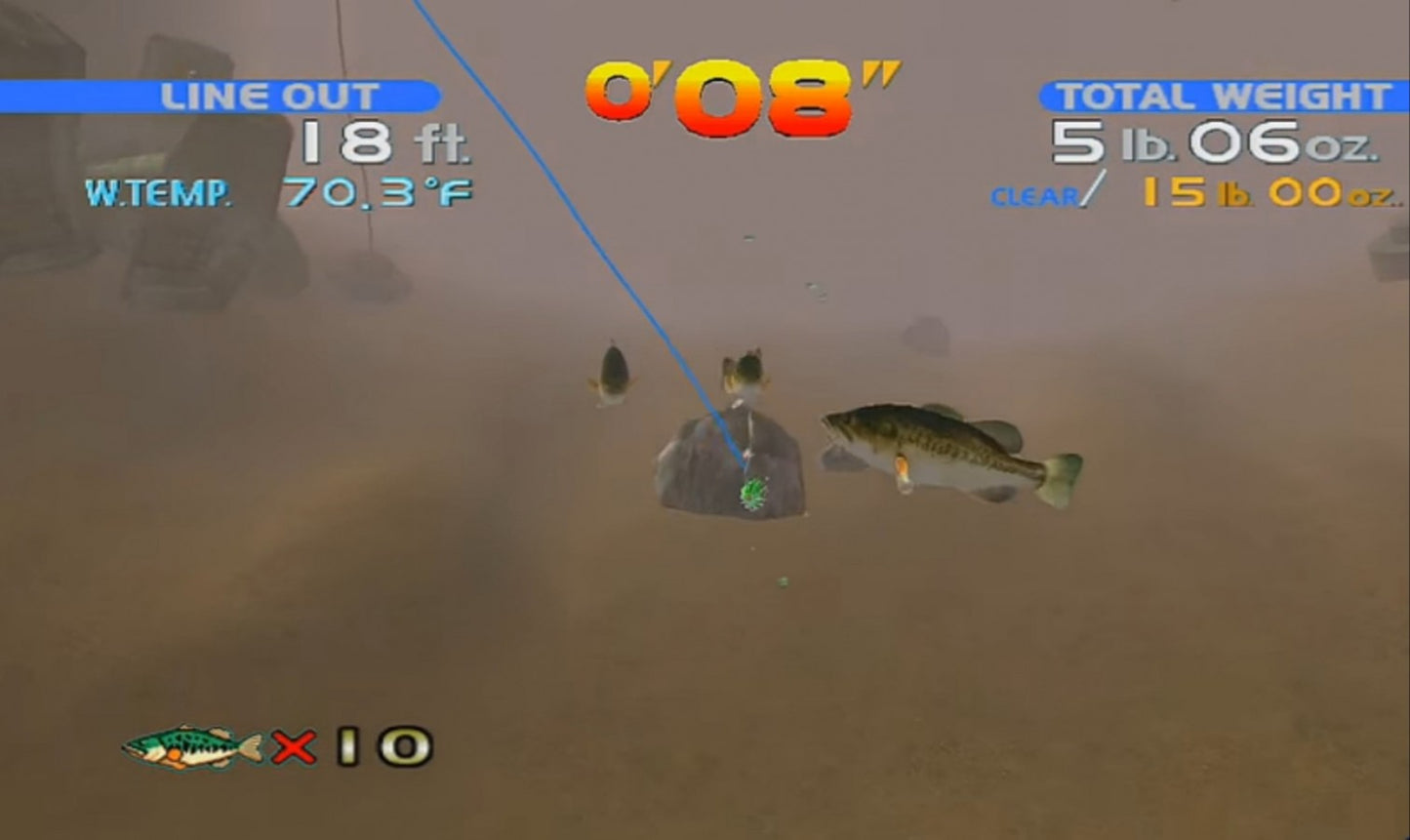 Sega Bass Fishing Sega All Stars Dreamcast inspired design featuring arcade fishing simulation aesthetic realistic lake environments competitive angling gameplay classic Sega sports action relaxing outdoor adventure iconic Dreamcast nostalgia presentation gameplay