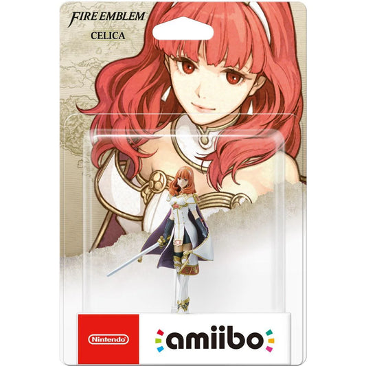 Celica Fire Emblem Nintendo Amiibo sealed figure featuring the protagonist from Fire Emblem Echoes Shadows of Valentia in detailed armor with sword pose NFC functionality for in game bonuses compatible with Nintendo Switch and collectible Nintendo figure from the Fire Emblem series in box