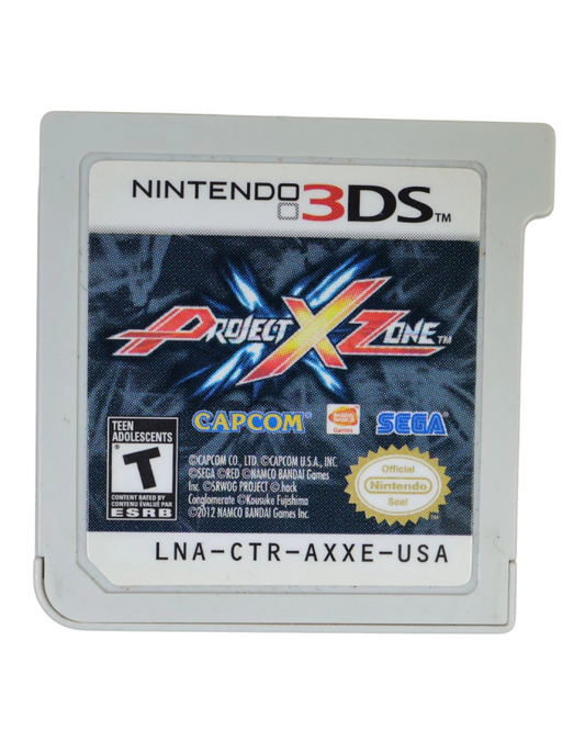 Project X Zone Nintendo 3DS game featuring crossover tactical RPG gameplay with grid based battles combo driven attacks and characters from multiple franchises in a strategic turn based system cartridge 
