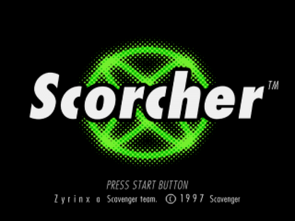 Scorcher Sega Saturn futuristic racing game high speed anti gravity racing tunnel tracks vehicle combat Psygnosis arcade racing sci fi racing gameplay retro Saturn game Sega Saturn software video game title gameplay