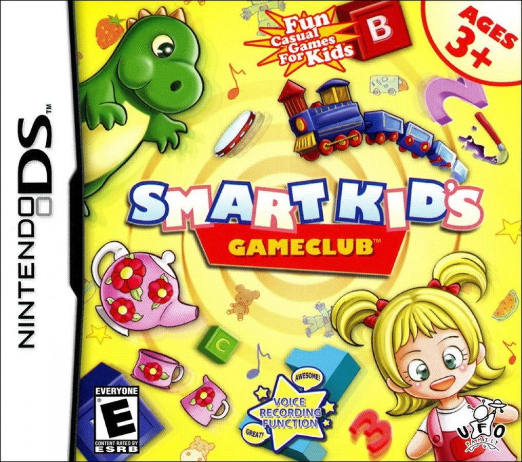Smart Kid’s Gameclub Nintendo DS video game, educational mini-game collection, learning-focused gameplay, family-friendly handheld console title front cover