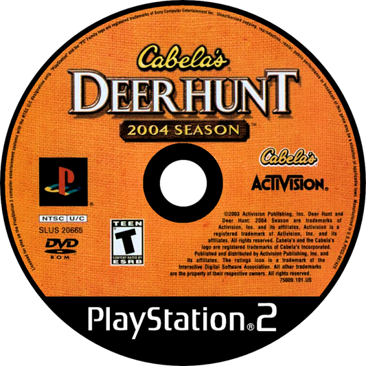 Cabela’s Deer Hunt 2004 for PlayStation 2 with deer hunting and outdoor simulation theme disc
