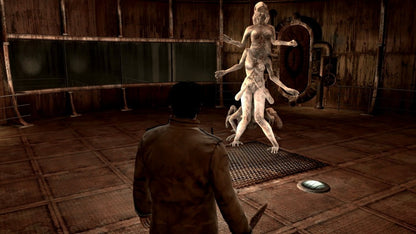 Retro Silent Hill Homecoming Xbox 360 inspired design featuring psychological survival horror aesthetic vintage HD era fog covered town disturbing creatures haunted atmosphere dark family secrets cinematic terror nostalgic Konami horror presentation gameplay