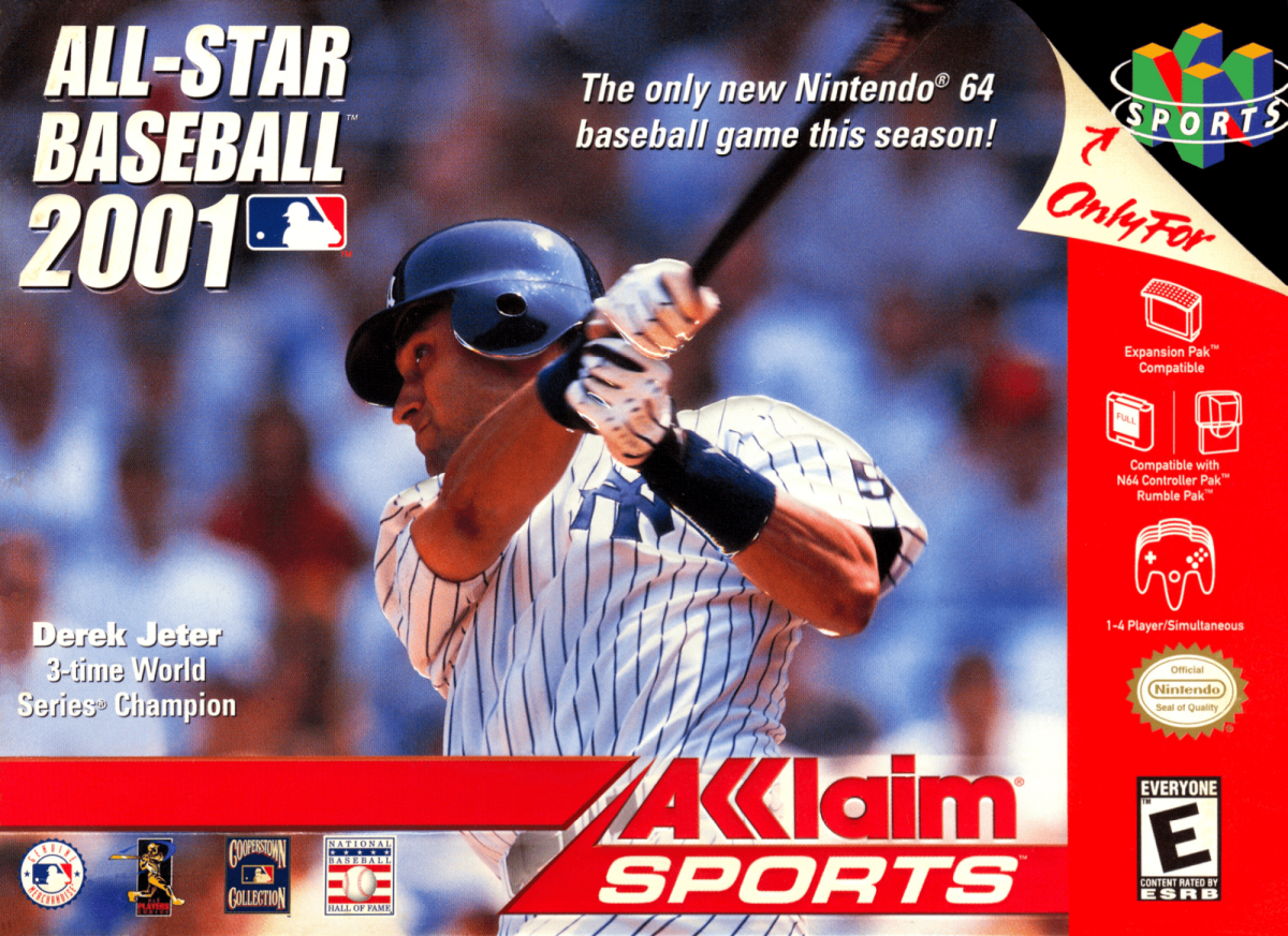 All-Star Baseball 2001 game cover for Nintendo 64 video game. 