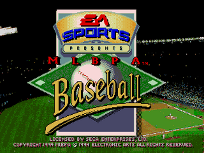 MLBPA Baseball title screen for Sega Genesis GEN video game