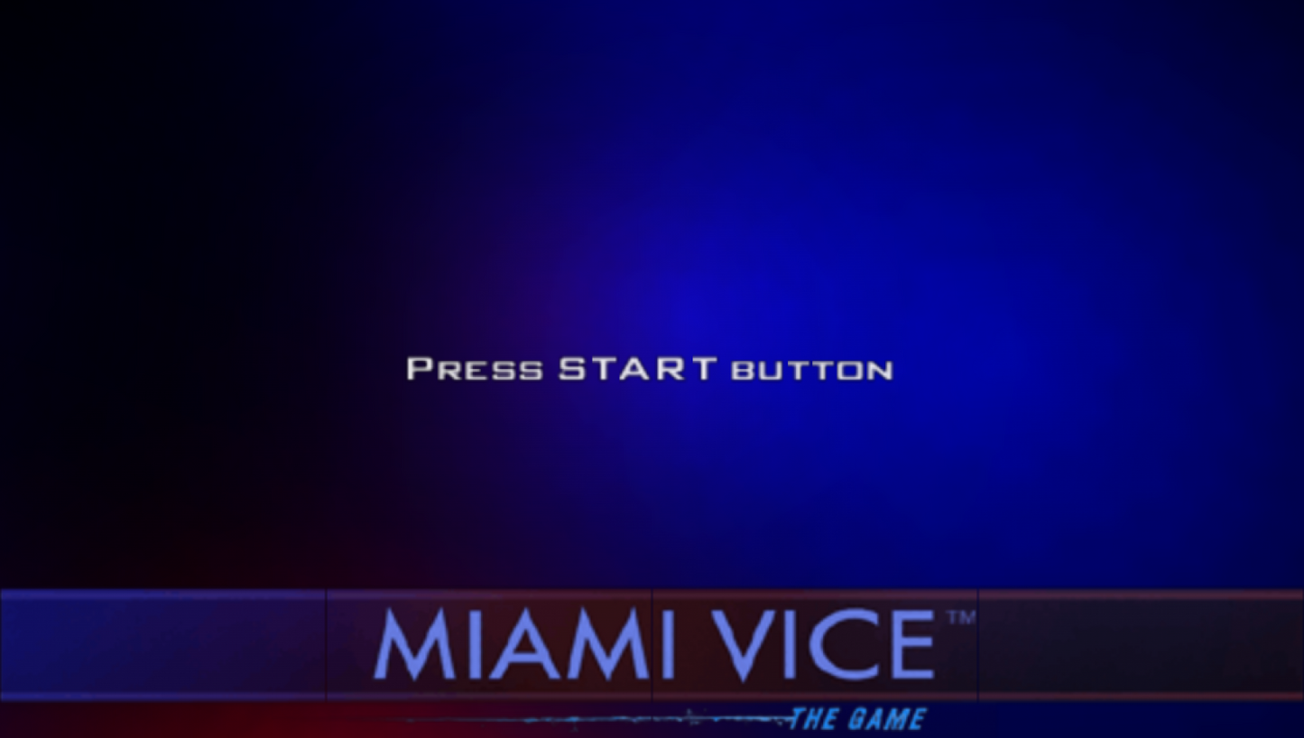 Miami Vice start screen for PlayStation Portable (PSP) action-adventure video game