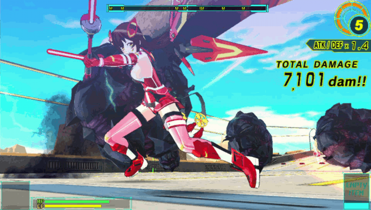Drive Girls PlayStation Vita video game, action combat, anime-style characters, vehicle transformation gameplay, handheld console title gameplay screenshot