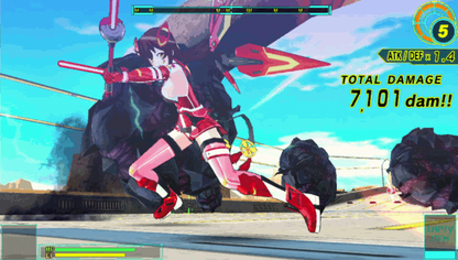 Drive Girls PlayStation Vita video game, action combat, anime-style characters, vehicle transformation gameplay, handheld console title gameplay screenshot