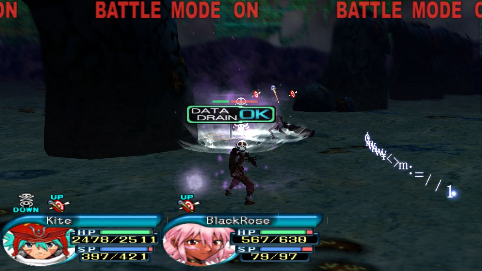 .hack//Mutation for PlayStation 2 (PS2) at Gamers INC, featuring the second chapter of the epic .hack tetralogy where you continue Kite’s journey through "The World" to save his friend Orca, with enhanced real-time combat, data draining mechanics, and the included Liminality Vol. 2 DVD for an immersive multi-media RPG experience gameplay screenshot