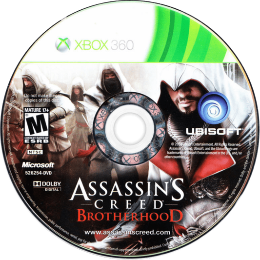 Assassin's Creed: Brotherhood disc for Xbox 360 (X360) action-adventure video game