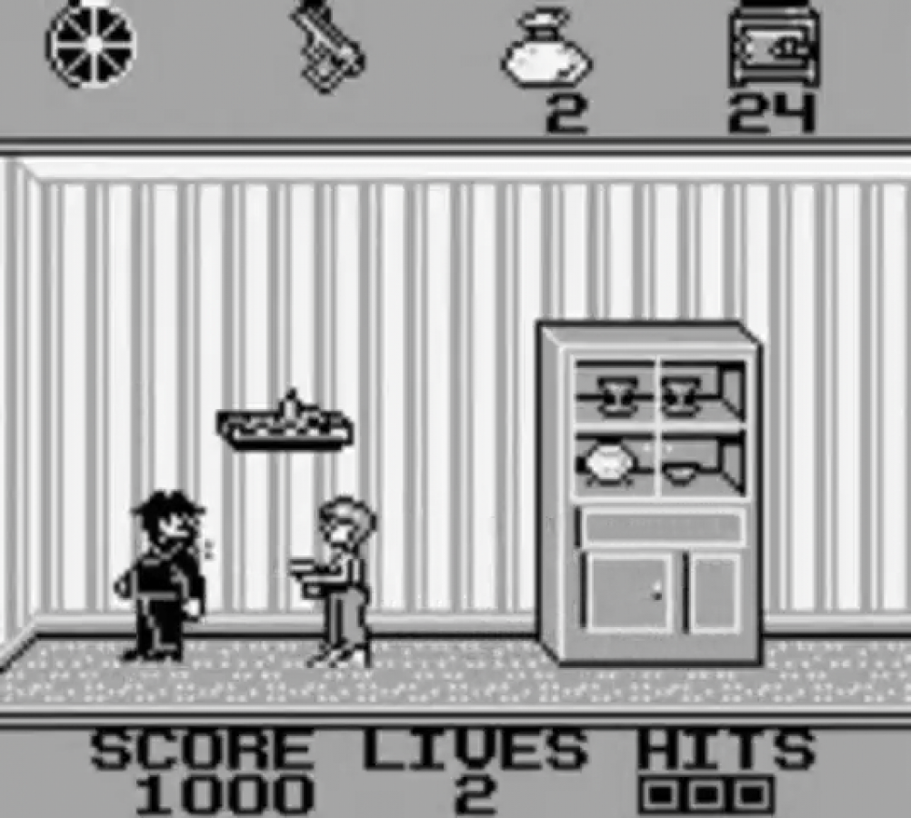 Home Alone for Game Boy, gameplay for an action platformer video game with side-scrolling gameplay, trap-setting mechanics, enemy avoidance, and movie-inspired challenges