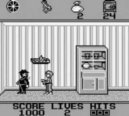 Home Alone for Game Boy, gameplay for an action platformer video game with side-scrolling gameplay, trap-setting mechanics, enemy avoidance, and movie-inspired challenges