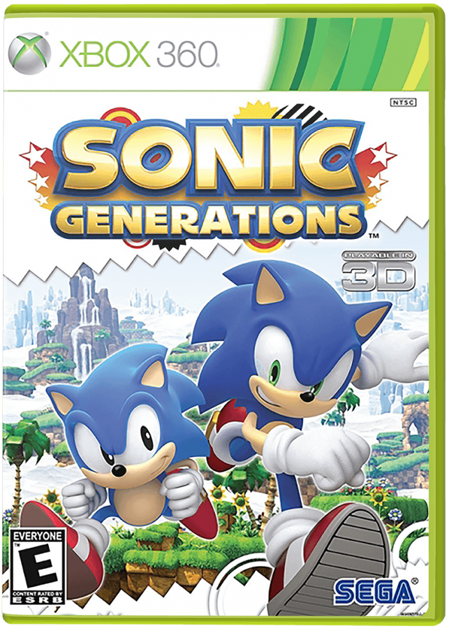 Sonic Generations cover art for Xbox 360 (X360) platformer action-adventure video game