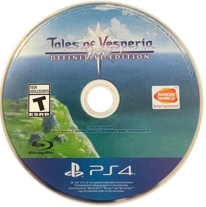 Tales of Vesperia Definitive Edition retro PlayStation 4 video game Tales of Vesperia fantasy JRPG action combat anime style adventure storytelling console title PlayStation 4 release disc