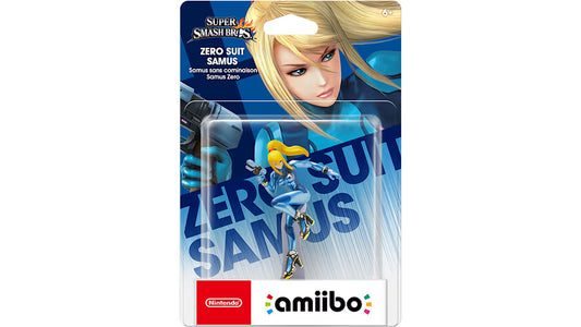Zero Suit Samus Super Smash Bros series amiibo figure sealed new in box Metroid Paralyzer pistol jet boots NFC training compatible collectible