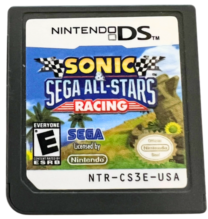 Sonic & SEGA All-Stars Racing for Nintendo DS, cartridge for an arcade racing video game with kart-style racing, character-based vehicles, power-ups, and competitive multiplayer gameplay