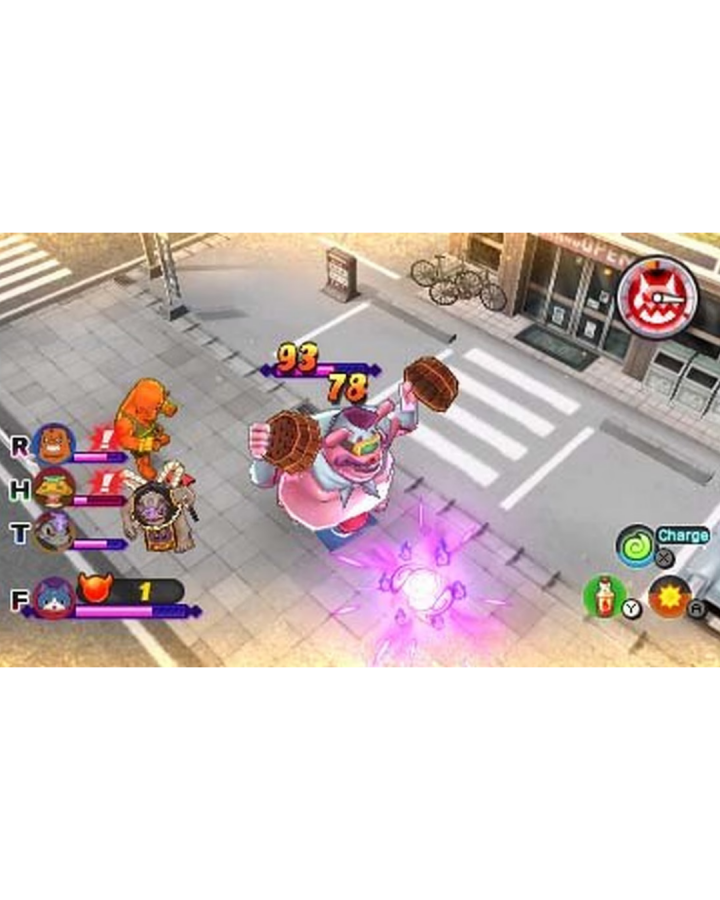 Yo-kai Watch 2 Psychic Specters Nintendo 3DS video game, PAL import edition, RPG adventure, monster collecting and battles, handheld console title gameplay screenshot