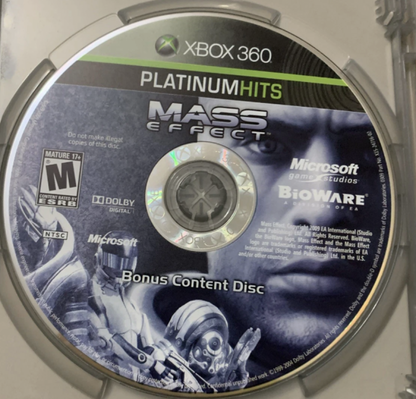 Mass Effect [Platinum Hits] disc for Xbox 360 (X360) sci-fi action role-playing video game