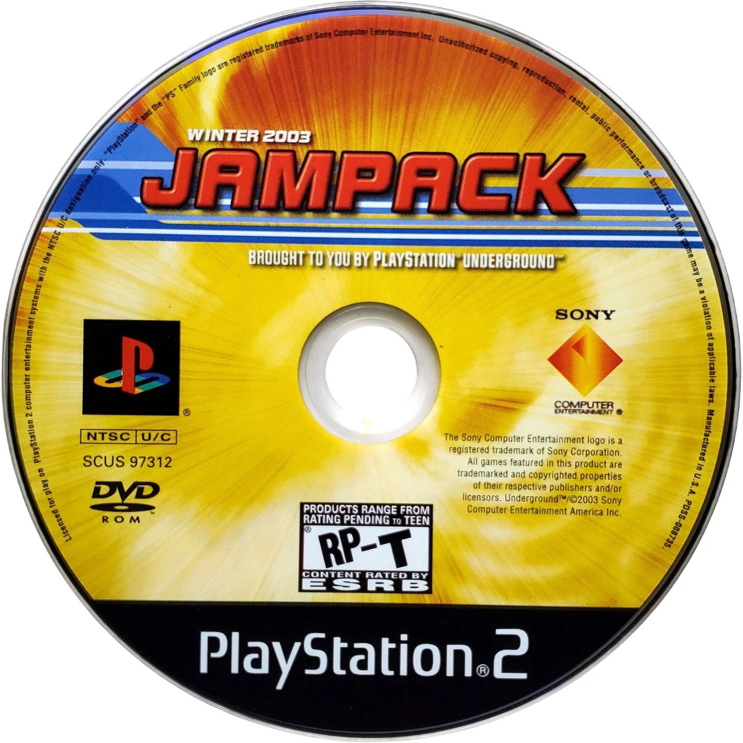 PlayStation Underground Jampack: Winter 2003 – PlayStation 2 (PS2) video game disc, game demo compilation.
