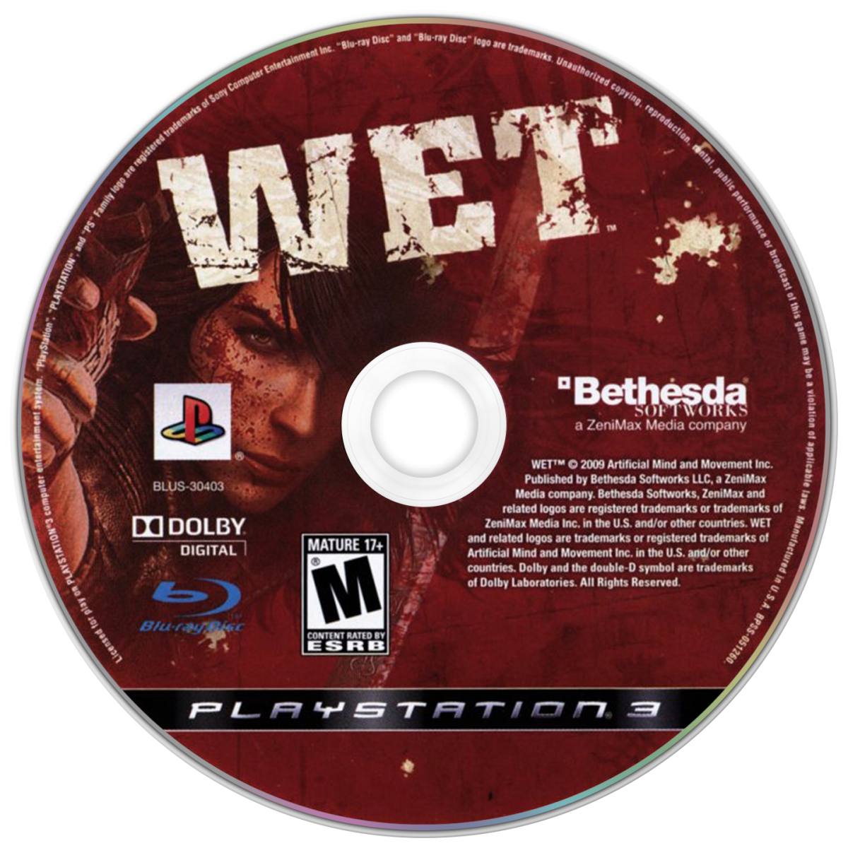 WET for PlayStation 3 action shooter game featuring acrobatic gunplay slow motion combat stylized grindhouse presentation and cinematic missions disc