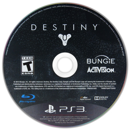 Destiny disc art for PlayStation 3 (PS3) video game