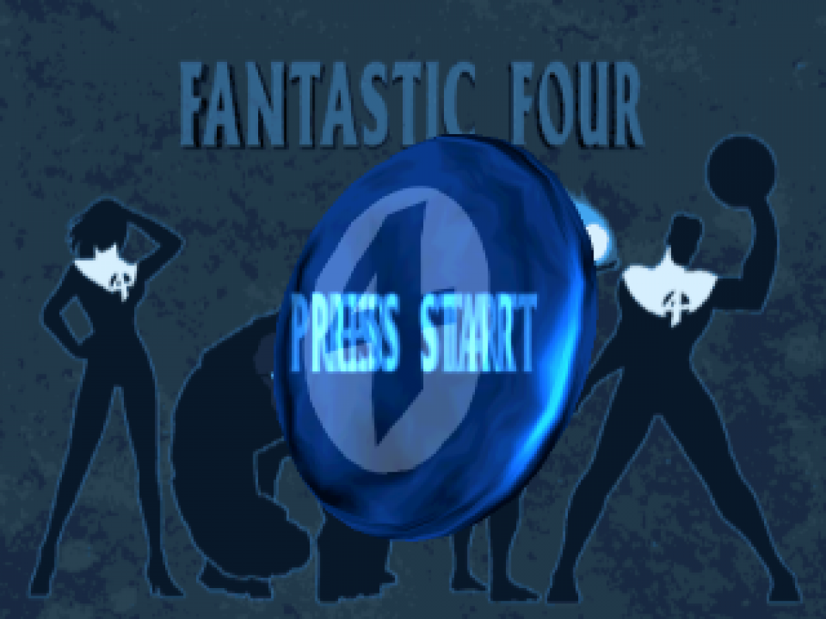 Fantastic Four retro superhero action beat 'em up game for PlayStation 1 (PS1) title screen