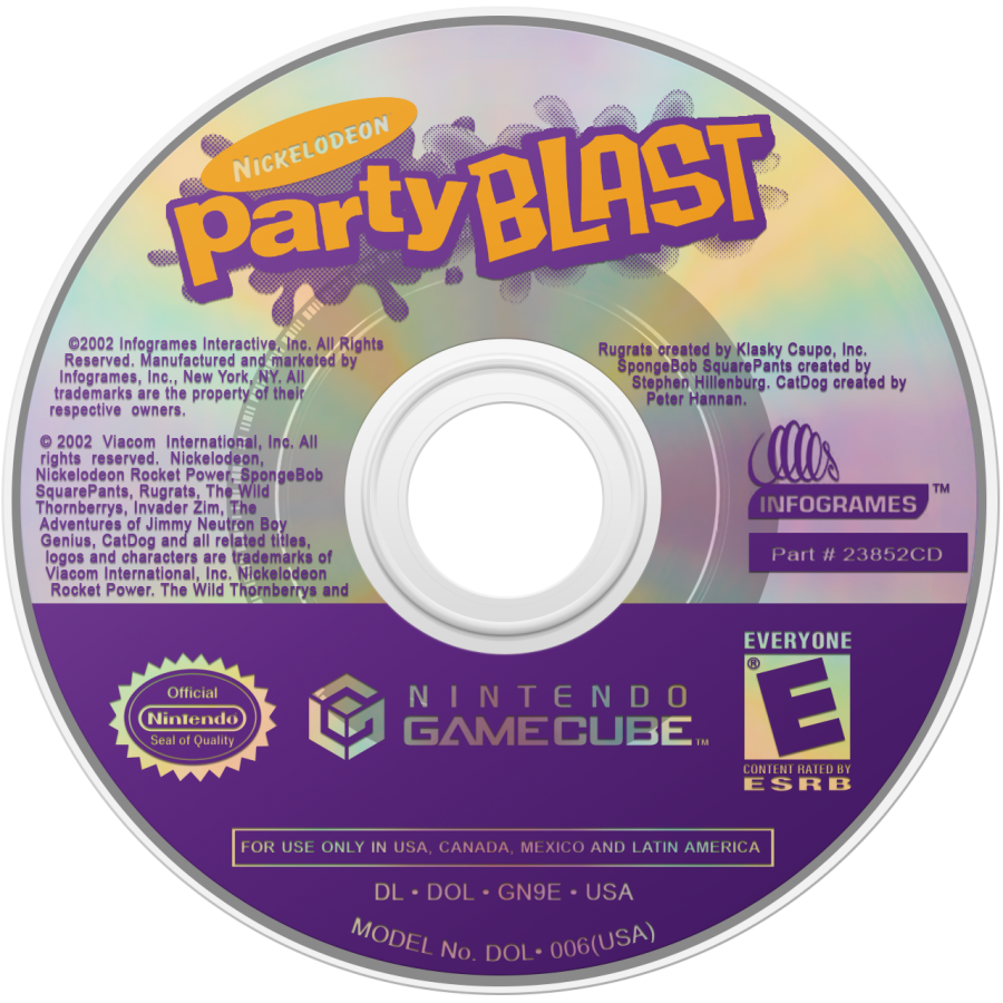 Nickelodeon Party Blast disc for Nintendo GameCube (GC) party video game
