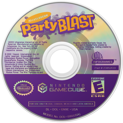 Nickelodeon Party Blast disc for Nintendo GameCube (GC) party video game
