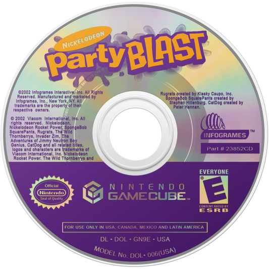 Nickelodeon Party Blast disc for Nintendo GameCube (GC) party video game