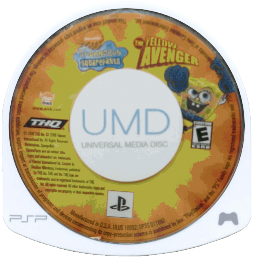 SpongeBob SquarePants: The Yellow Avenger disc for PlayStation Portable (PSP) action-adventure game