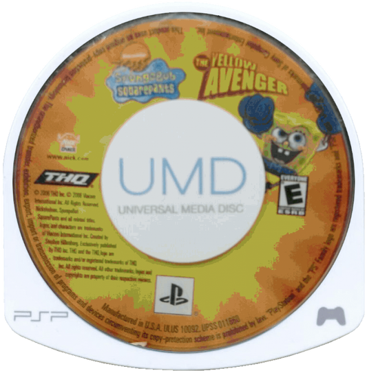 SpongeBob SquarePants: The Yellow Avenger disc for PlayStation Portable (PSP) action-adventure game