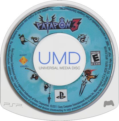 Patapon 3 disc for PlayStation Portable (PSP) rhythm-based action game