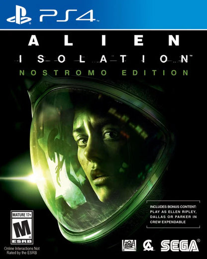 Alien Isolation Nostromo Edition PlayStation 4 PS4 for retro video game enthusiasts featuring survival horror gameplay stealth based encounters tense alien evasion mechanics atmospheric sci fi exploration resource management challenges cinematic suspense and collectible gaming appeal front cover