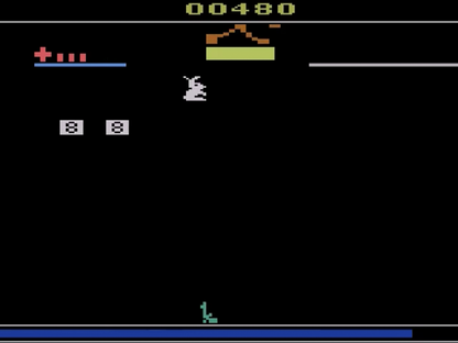 Carnival retro Atari 2600 video game featuring arcade shooting gallery gameplay, carnival mini games, target shooting challenges and classic Atari entertainment - gameplay