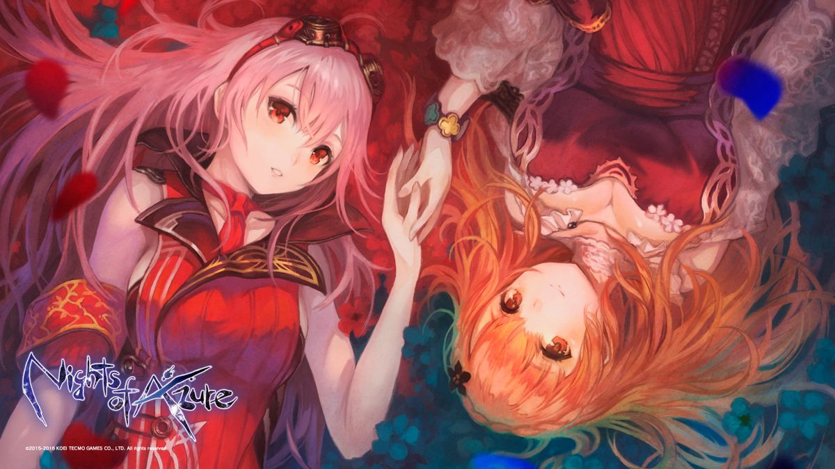 Nights of Azure retro PlayStation 4 video game featuring fantasy action RPG combat, anime style storytelling, supernatural battles and gothic adventure gameplay